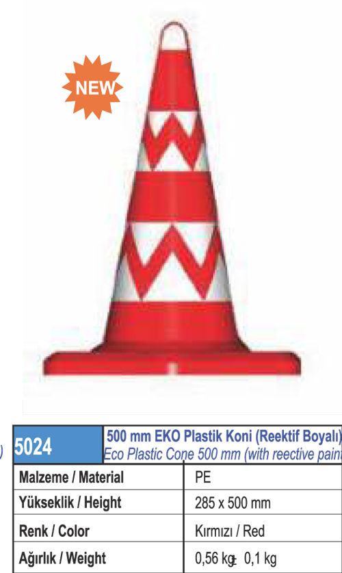 500 mm EKO Plastik Koni (Reektif Boylalı)